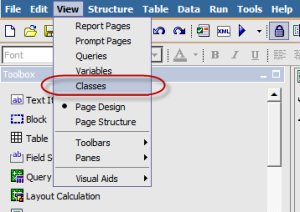 Figure 4 - Classes Menu Item