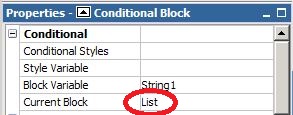 Conditional blocks List property