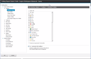 Custom Interface Profiles section in Cognos Administration