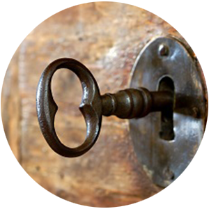 vintage key in keyhole
