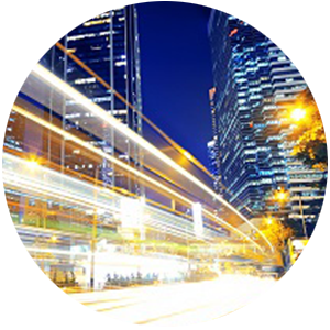 blurred light in a city at night to show speed