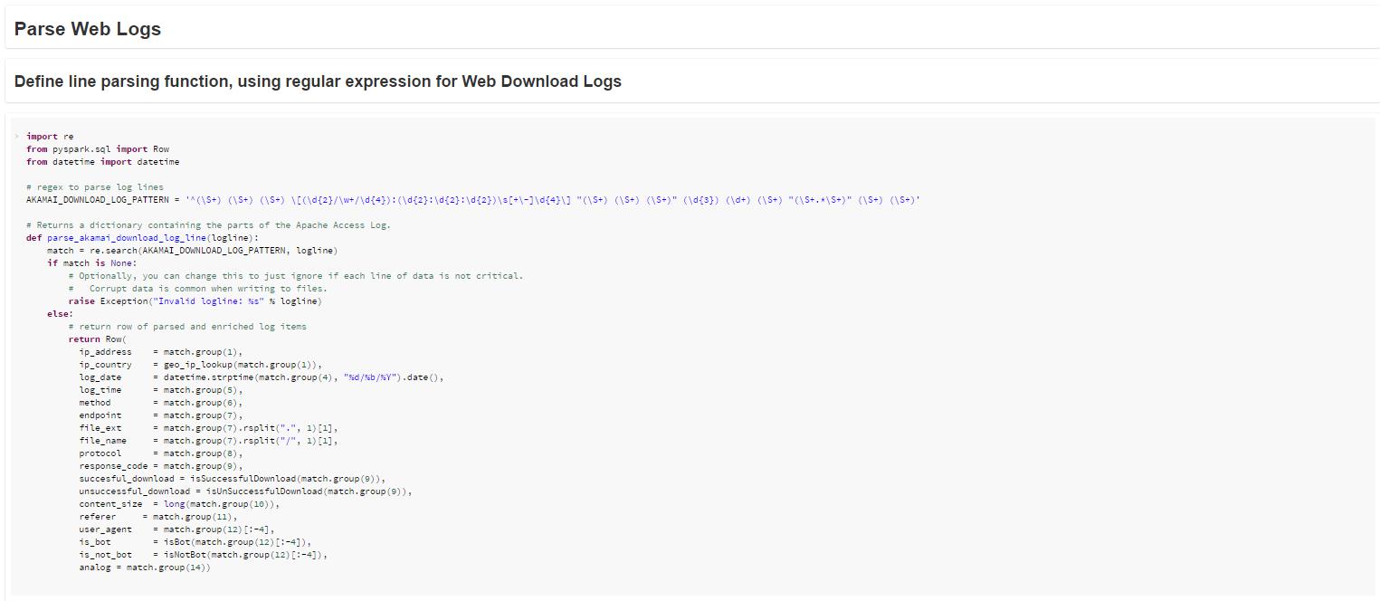 Spark web logs function example