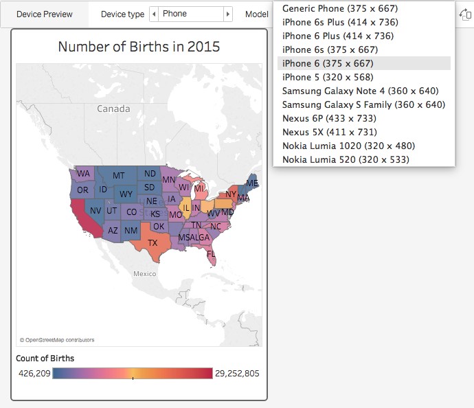 Tableau 10 map viz for iphone