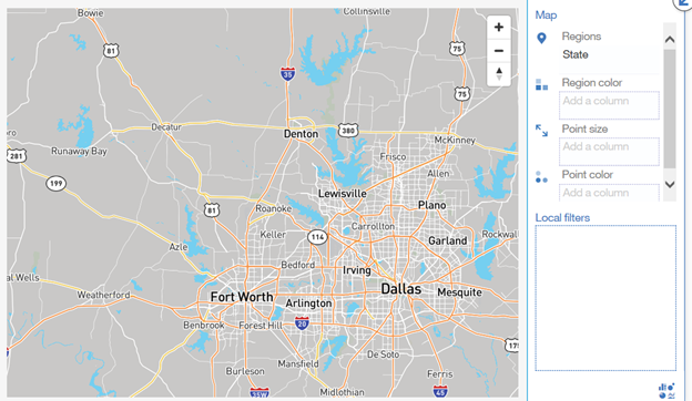 Cognos Analytics Mapbox map zoomed in